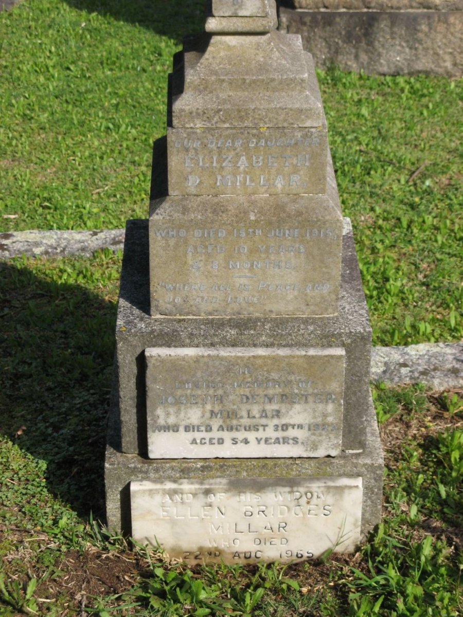 MILLAR Joseph Dempster -192? &amp; Ellen Bridges -1965 :: MILLAR Elizabeth D. -1915