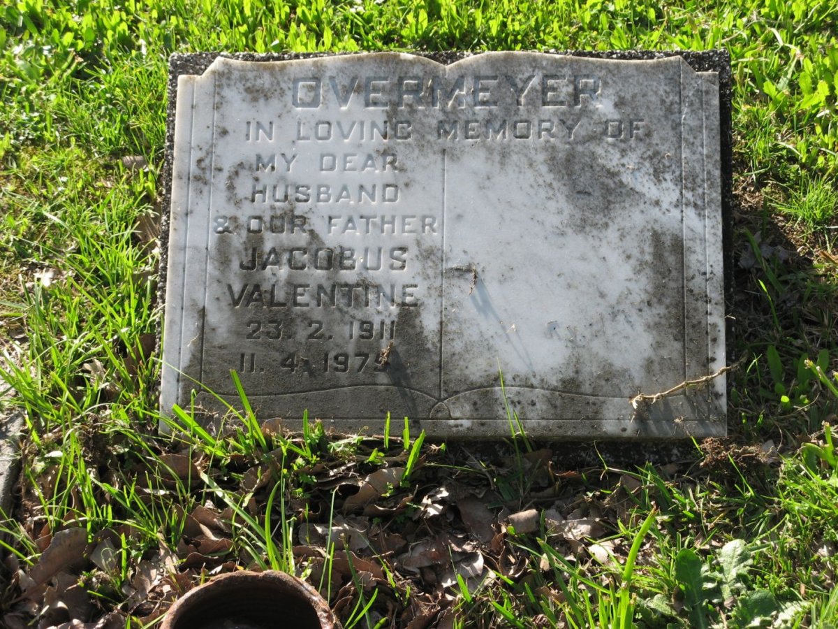 OVERMEYER Jacobus Valentine 1911-1975