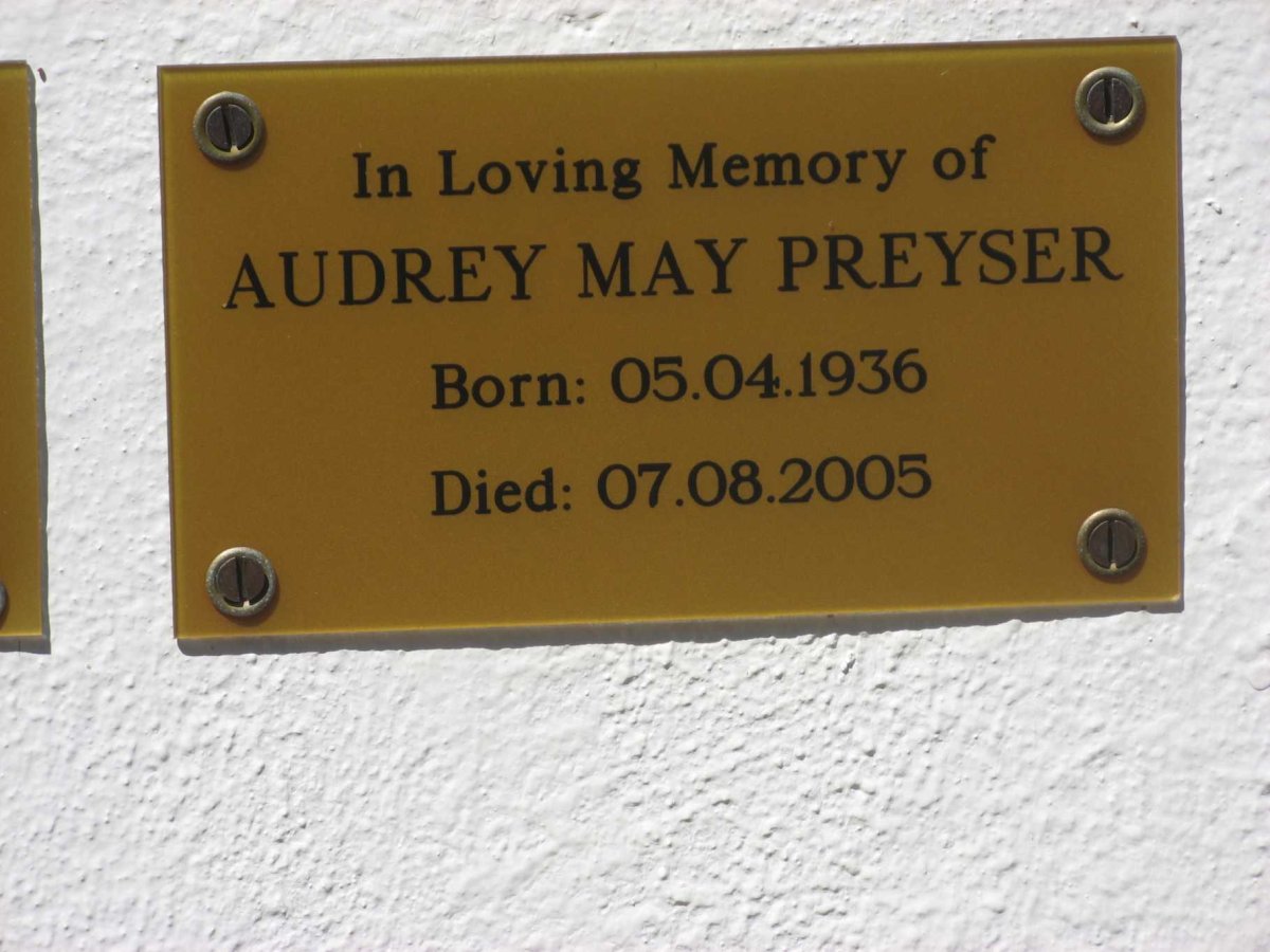 PREYSER Audrey May 1936-2005