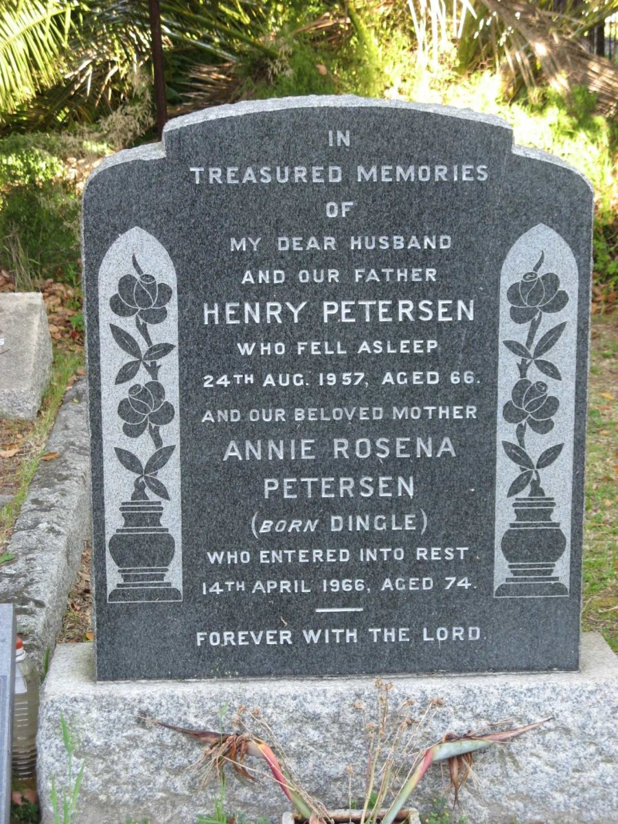 PETERSEN Henry -1957 &amp; Annie Rosena DINGLE -1966