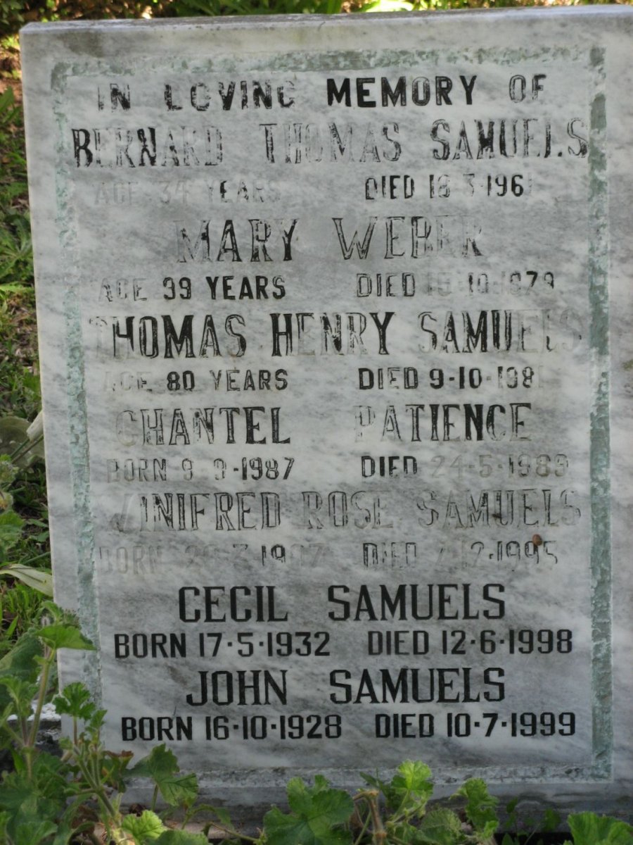 PATIENCE :: SAMUELS :: WEBER