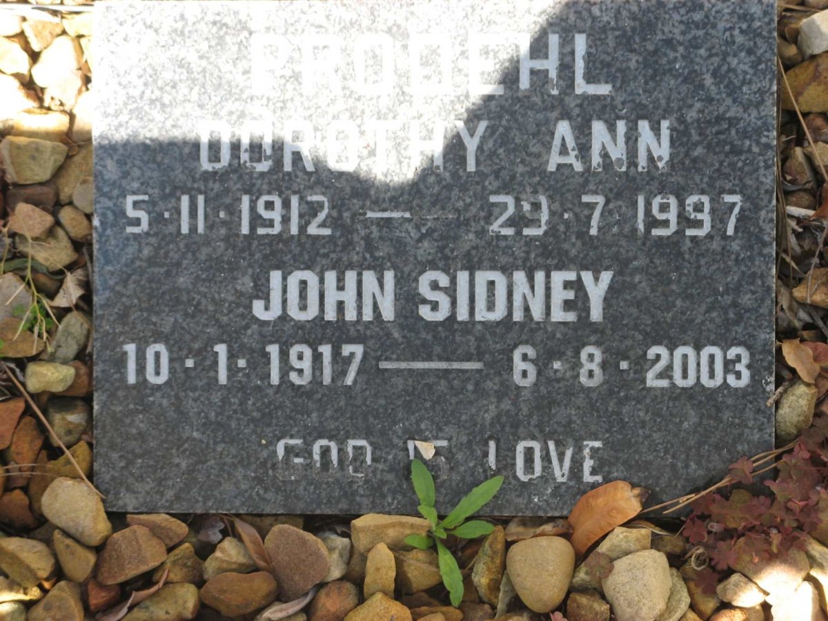 PRODEHL John Sidney 1917-2003 &amp; Dorothy Anne 1912-1997