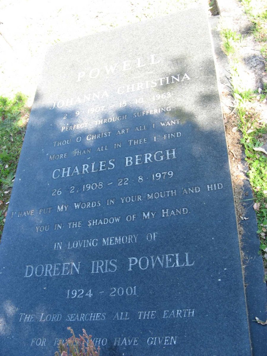 POWELL Charles Bergh 1908-1979 &amp; Johanna Christina 1907-1963 :: POWELL Doreen Iris 1924-2001 