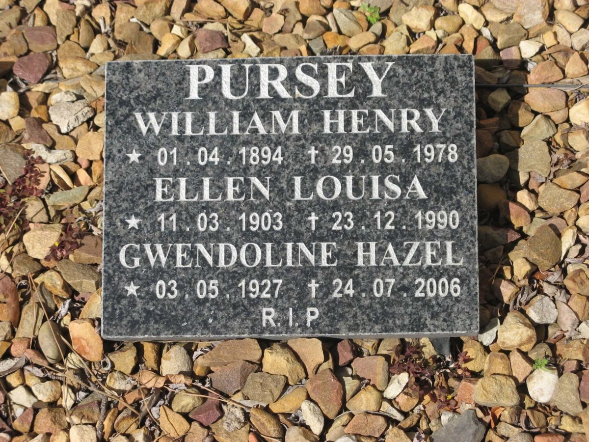 PURSEY William Henry 1894-1978 &amp;Ellen Louise 1903-1990 :: PURSEY Gwendoline Hazel 1927-2006