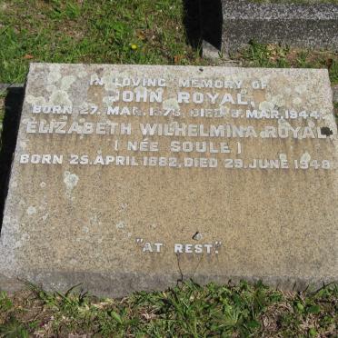 ROYAL John 1876-1944 &amp; Elizabeth Wilhelmina SOULE 1882-1948
