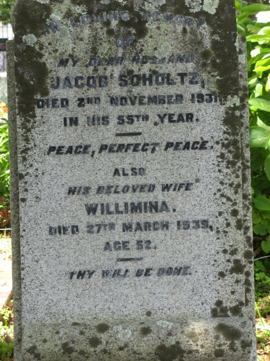 SCHOLTZ Jacob -1931 &amp; Willimina -1939