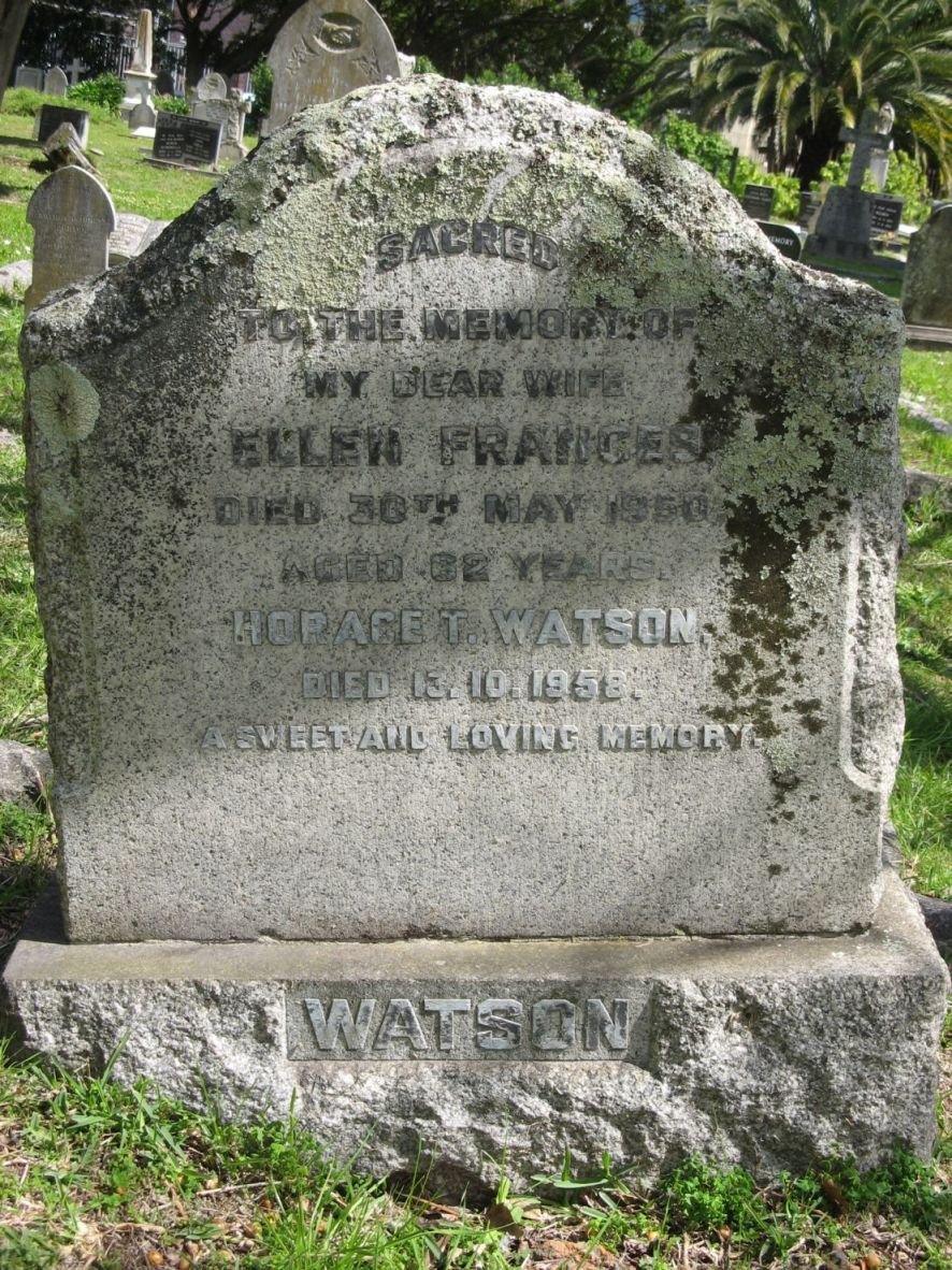WATSON Horace T. -1958 &amp; Ellen Frances -1950