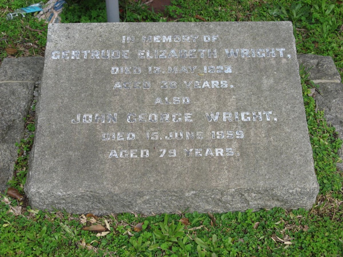 WRIGHT Gertrude Elizabeth -1923 :: WRIGHT John George -1959