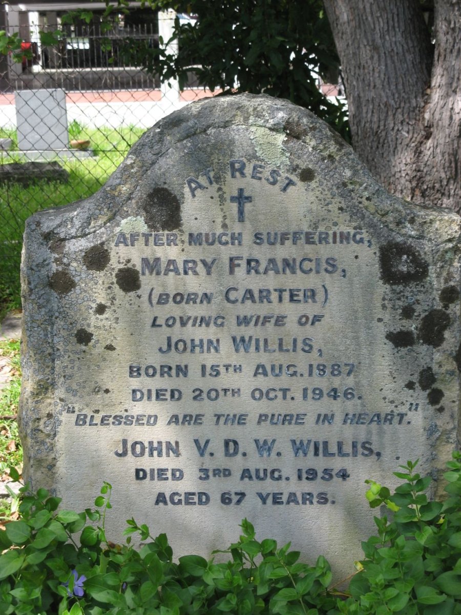 WILLIS John V.D.W -1954 &amp; Mary Francis CARTER 1887-1946