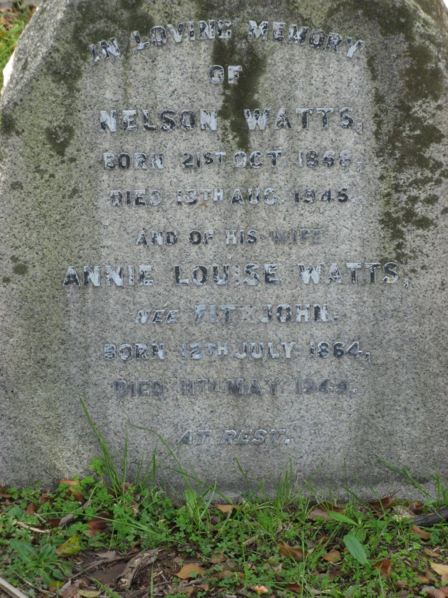 WATTS Nelson 1868-1945 &amp; Annie Louise FITZJOHN 1864-1949