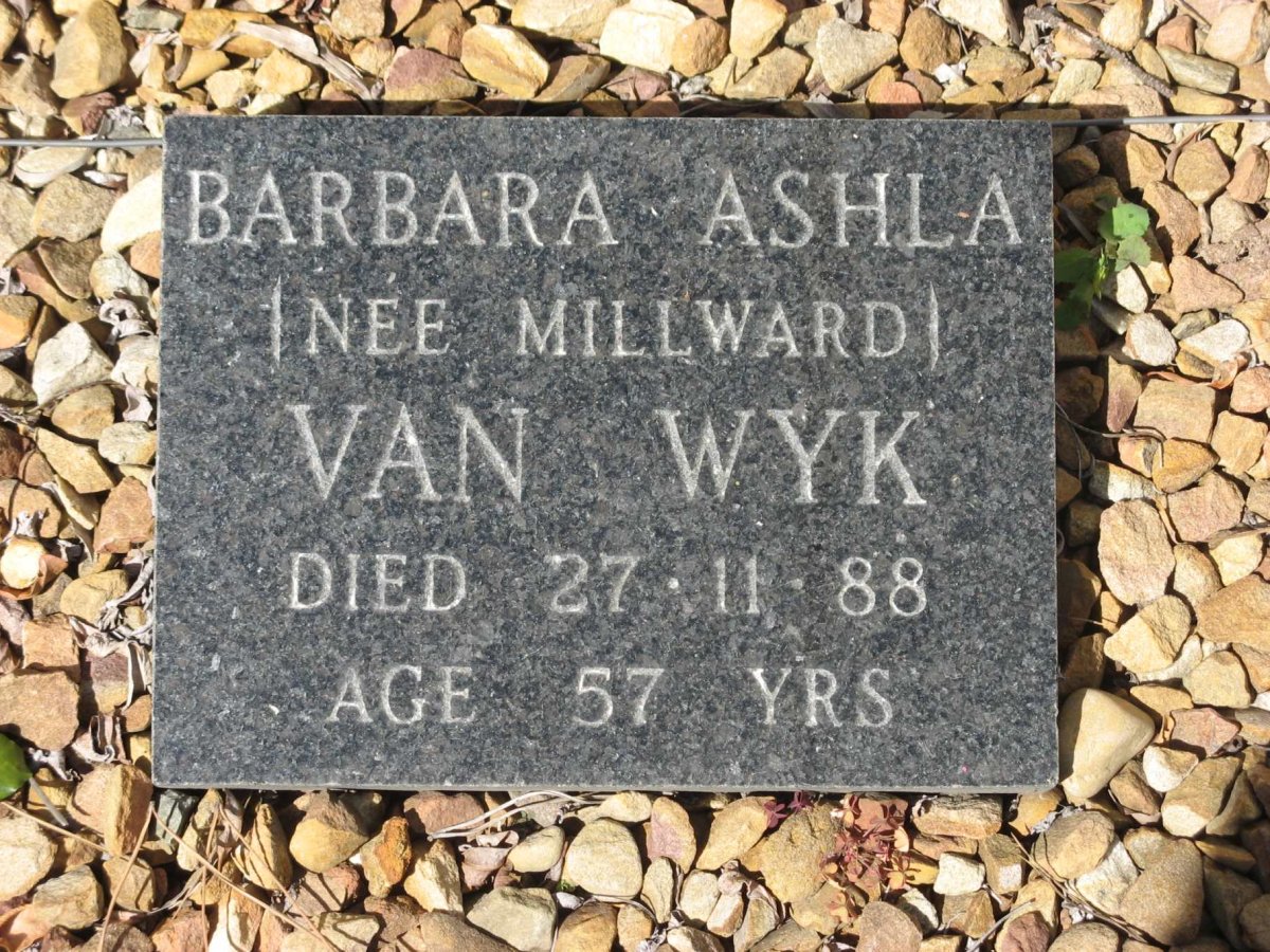 WYK Barbara Ashla, van nee MILLWARD -1988