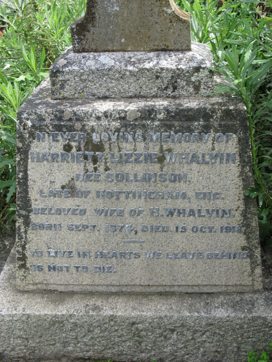 WHALVIN Harriett Lizzie nee COLLINSON 1874-1918