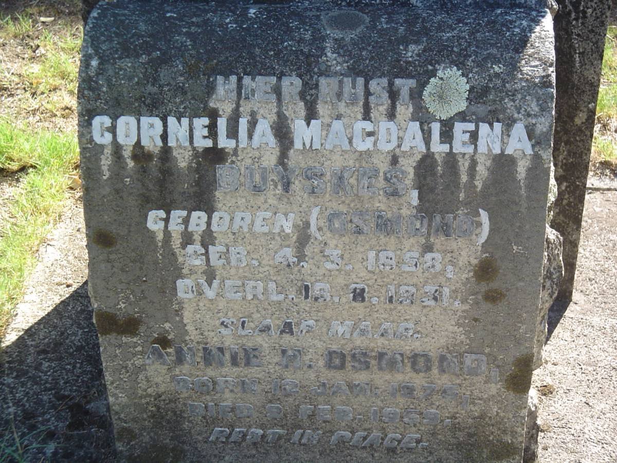 BUYSKES Cornelia Magdalene nee OSMOND 1858-1931 :: OSMOND Annie N. 1875-1959