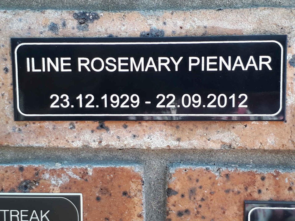 PIENAAR Iline Rosemary 1929-2012