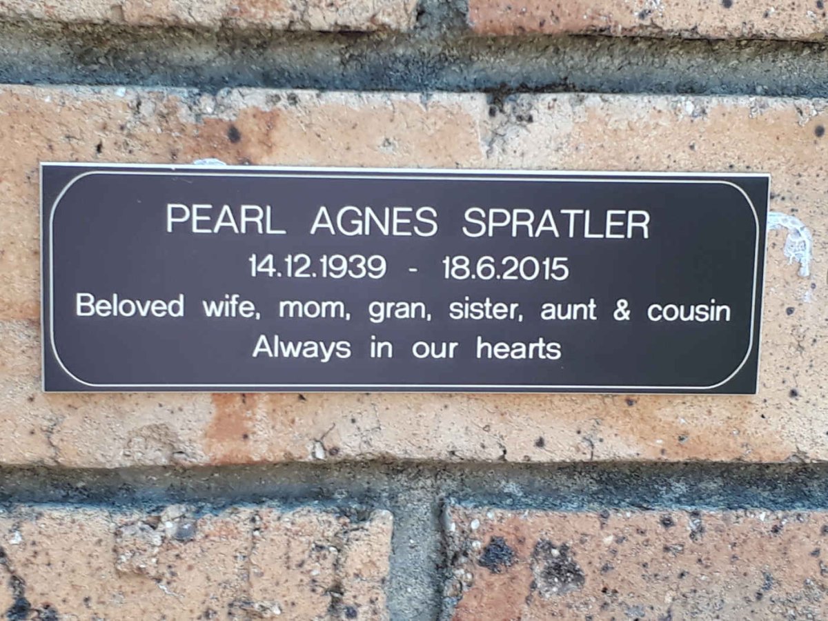 SPRATLER Pearl Agnes 1939-2015
