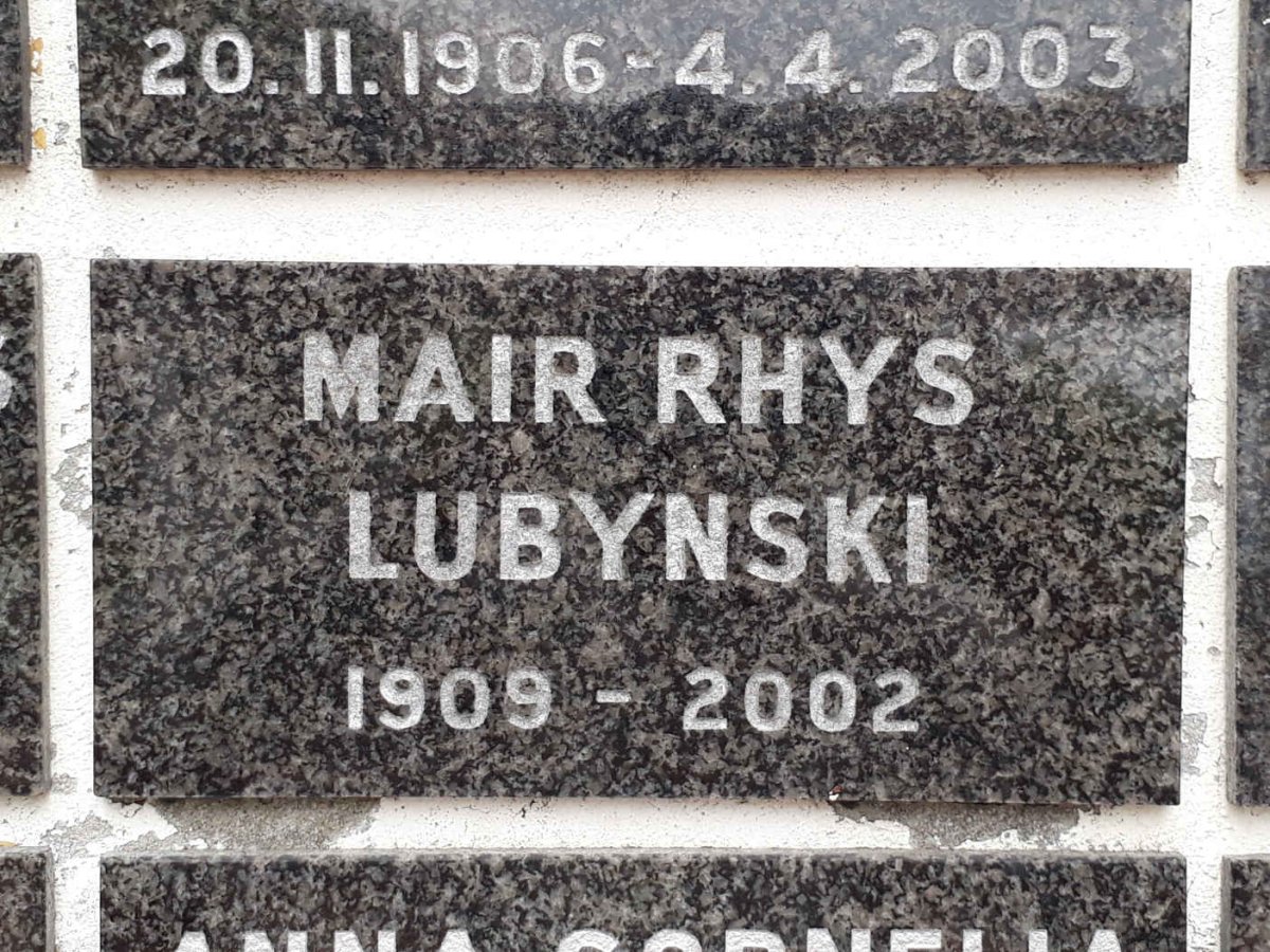 LUBYNSKI  Mair Rhys 1909-2002