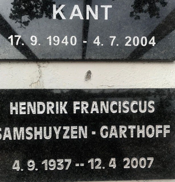 GARTHOFF Hendrik Franciscus, SAMSHUYZEN 1937-2007
