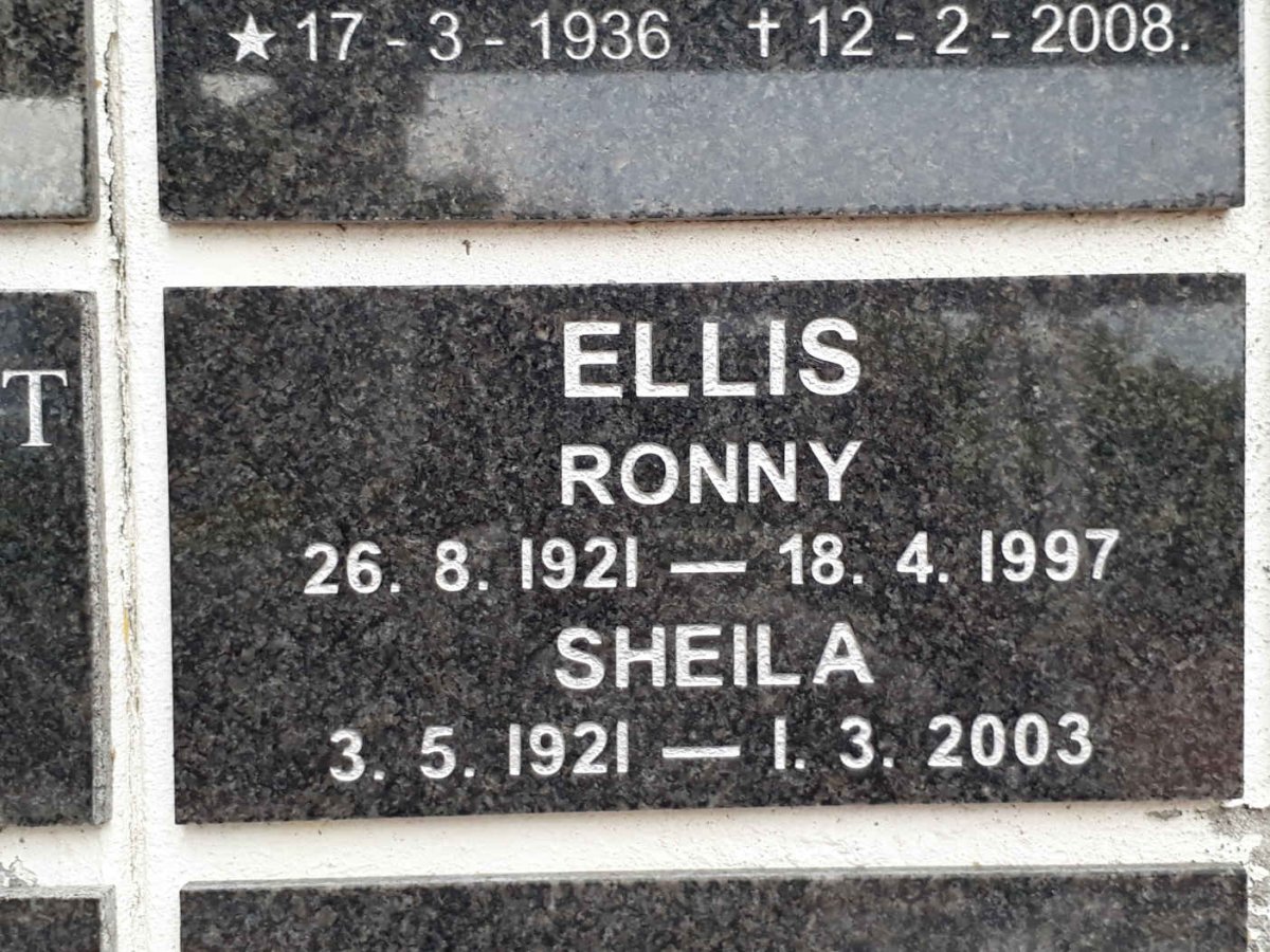 ELLIS Ronny 1921-1997 &amp; Sheila 1921-2003