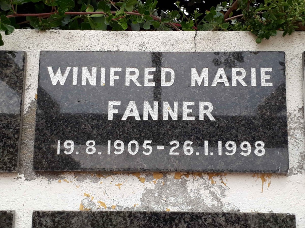 FANNER Winifred Marie 1905-1998