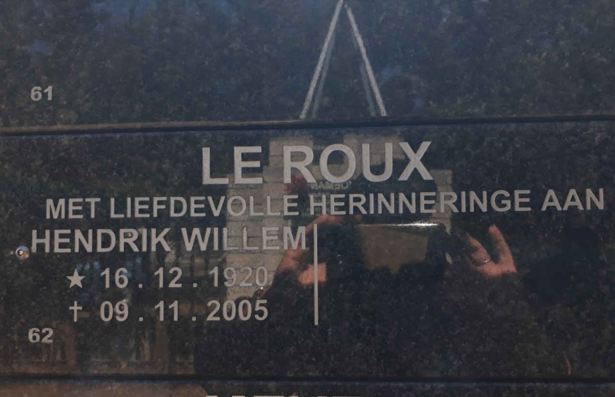 ROUX Hendrik Willem, le 1920-2005