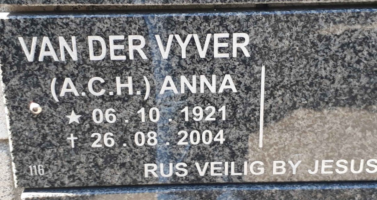 VYVER A.C.H., van der 1921-2004