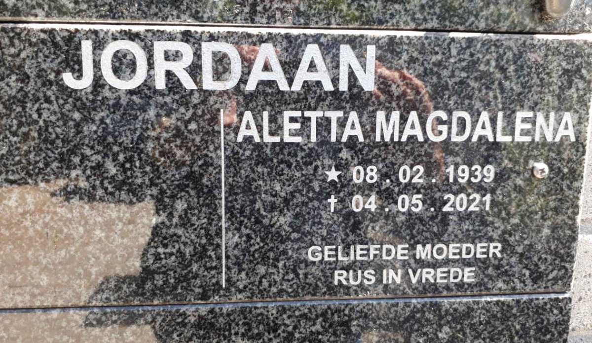 JORDAAN Aletta Magdalena 1939-2021