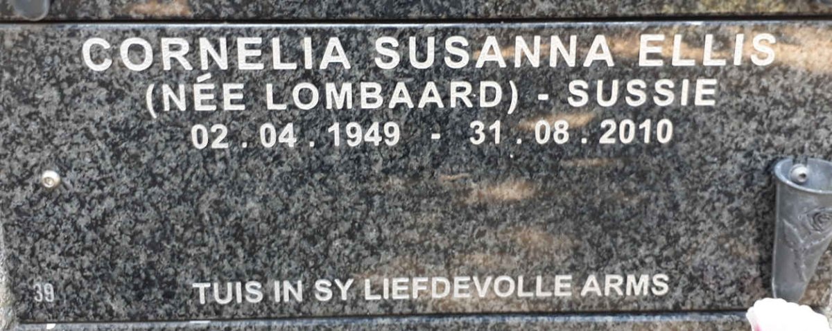 ELLIS Cornelia Susanna nee LOMBAARD 1949-2010