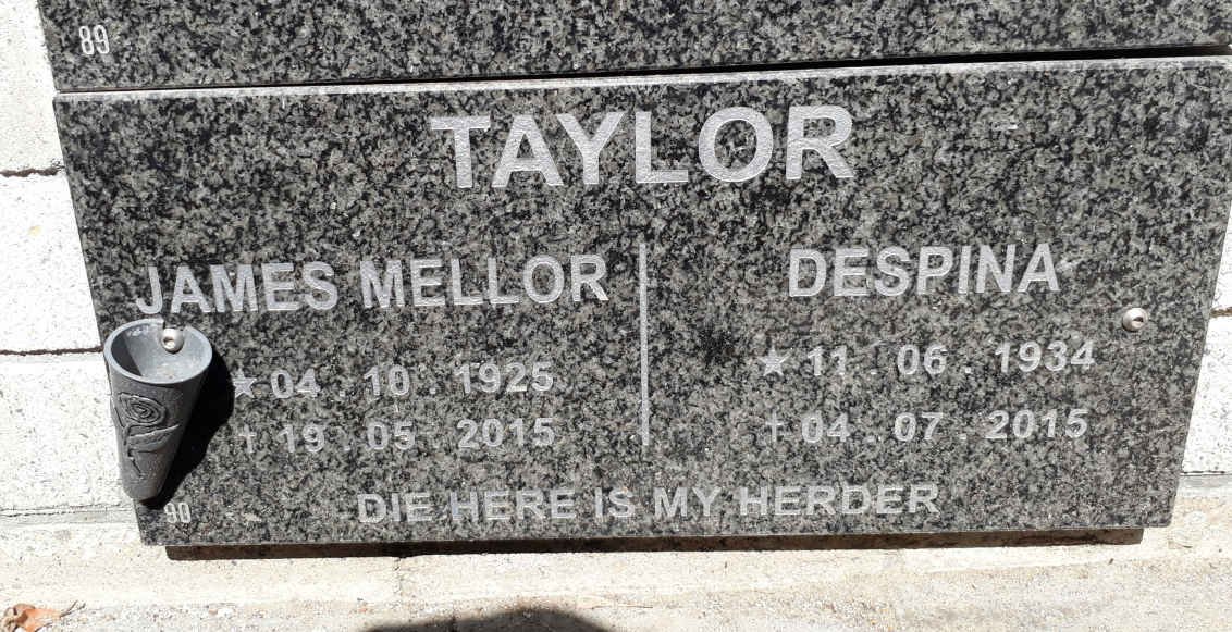 TAYLOR James Mellor 1925-2015 &amp; Despina 1934-2015