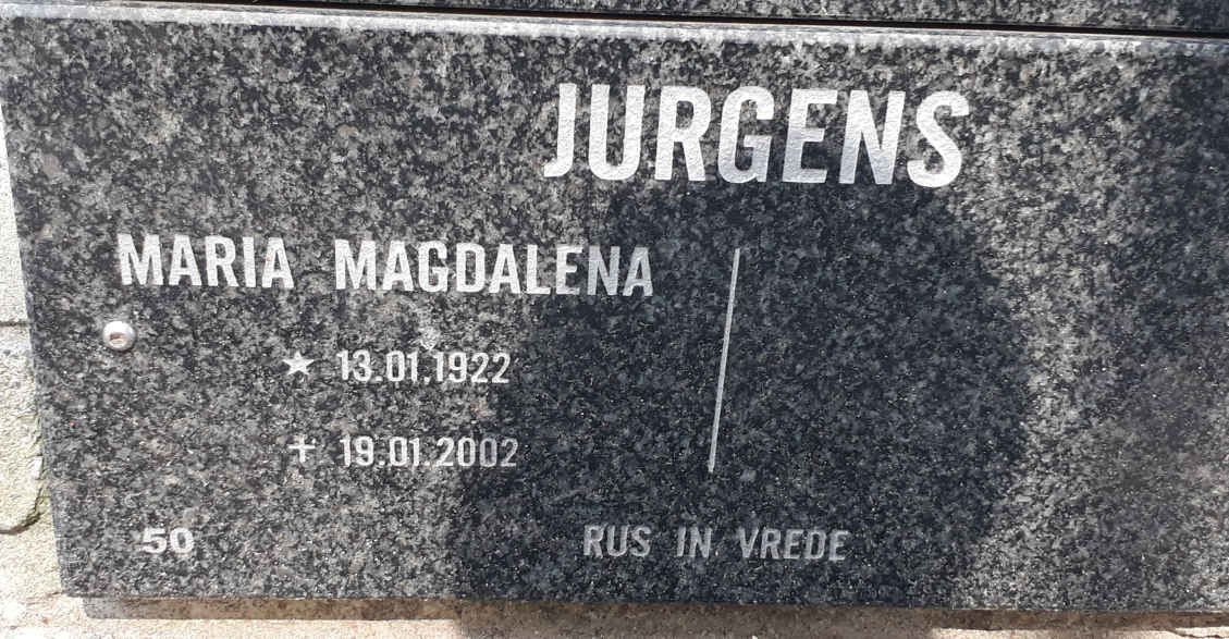 JURGENS Maria Magdalena 1922-2002