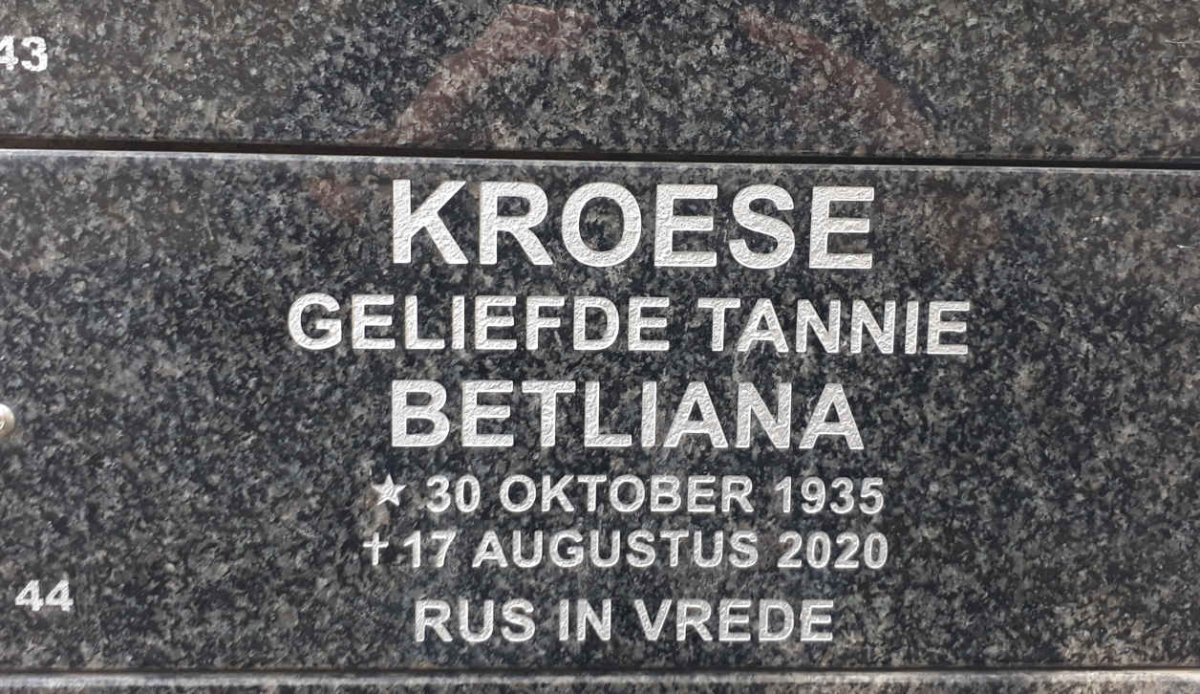 KROESE Betliana 1935-2020