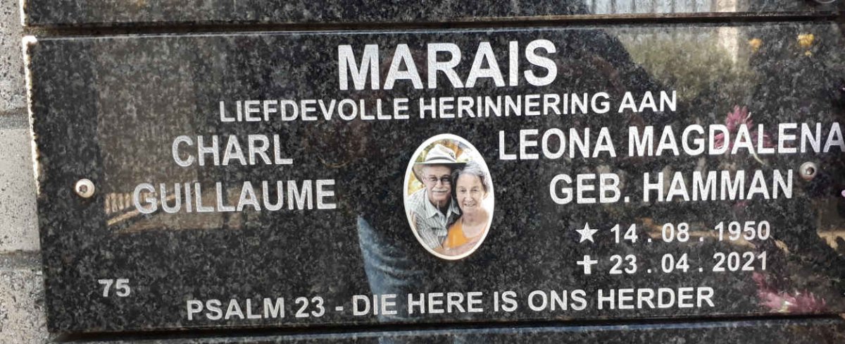 MARAIS Charl Guillame &amp; Leona Magdalena HAMMAN 1950-2021