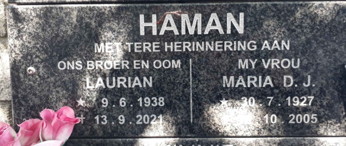 HAMAN Laurian 1938-2021 &amp; Maria D.J. 1927-2005