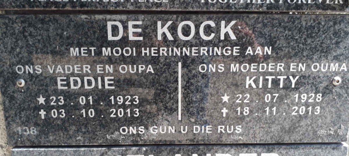 KOCK Eddie, de 1923-2013 &amp; Kitty 1928-2013