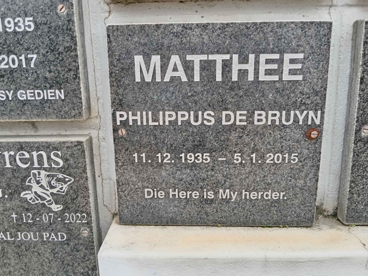 MATTHEE Philippus de Bruyn 1935-2015