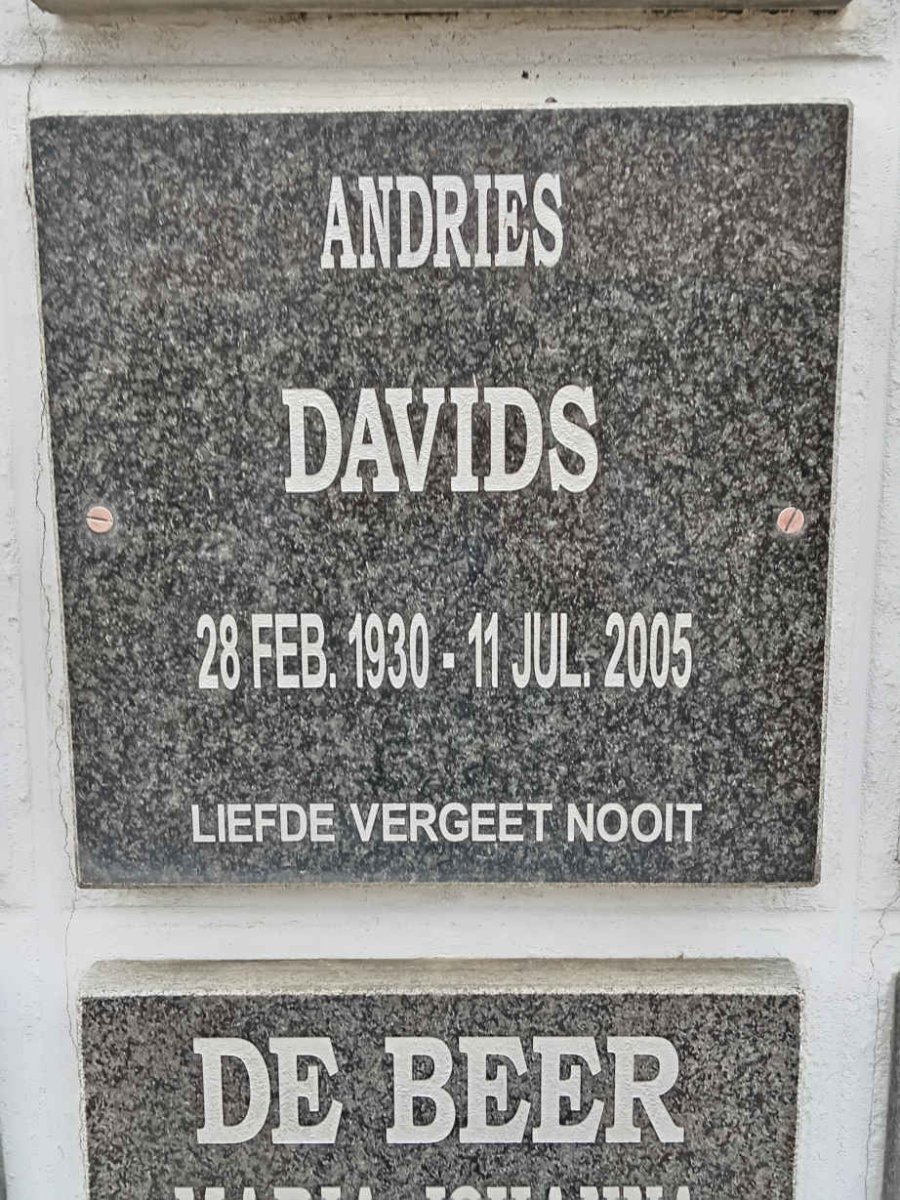 DAVIDS Andries 1930-2005