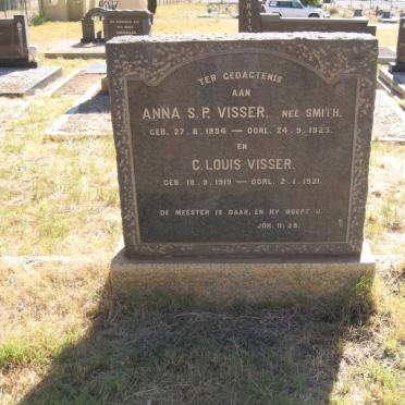 VISSER  Anna S.P. nee SMITH 1894-1923 :: VISSER C. Louis 1919-1921