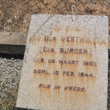 WESTHUIZEN H.S.J., van der nee BURGER 1865-1944