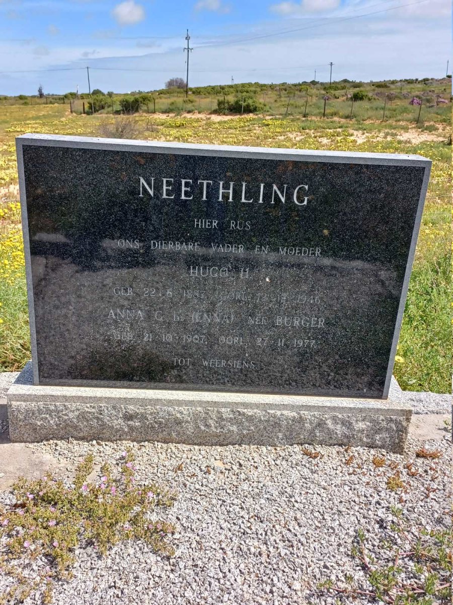 NEETHLING Hugo H. 1887-1946 &amp; Anna G.E. BURGER 1907-1977