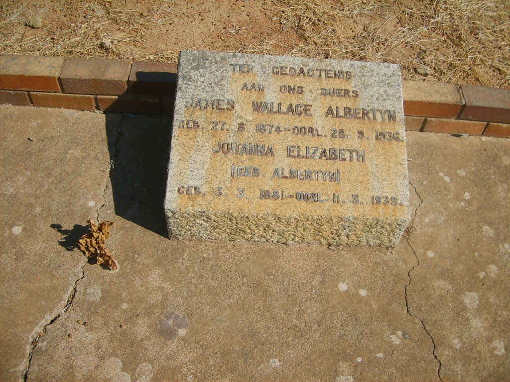 ALBERTYN James Wallace 1874-1936 &amp; Johanna Elizabeth ALBERTYN 1881-1938
