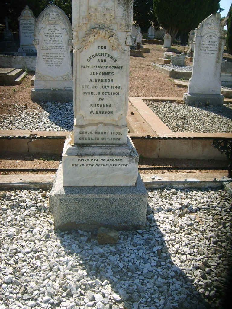 BASSON Johannes A. 1845-1901 &amp; Susanna W. 1855-1922