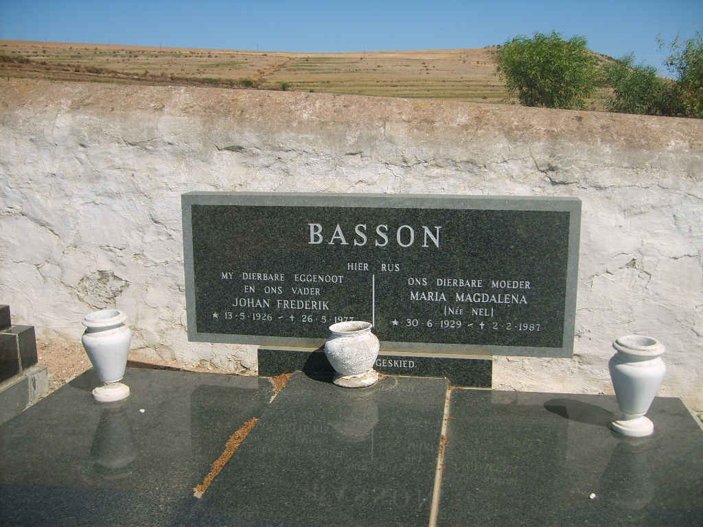 BASSON Johan Frederik 1926-1977 &amp; Maria Magdalena NEL 1929-1987