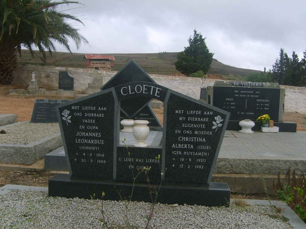 CLOETE Johannes Leonardus 1914-1988 &amp; Christina Alberta HUYSAMEN 1920-1982