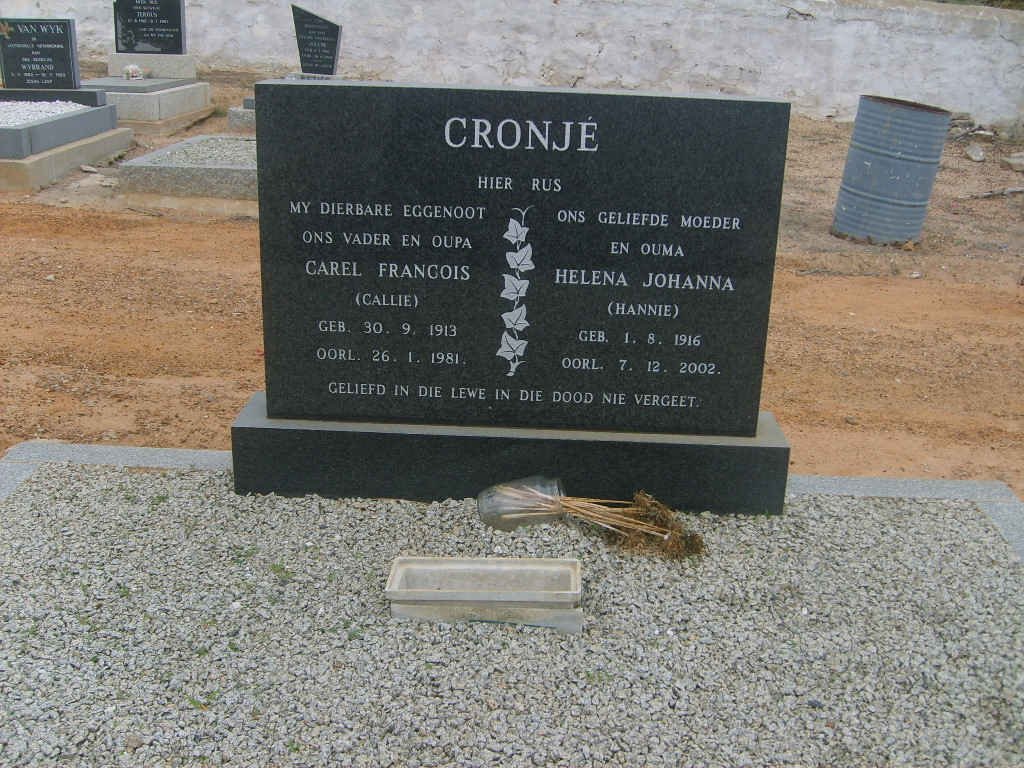 CRONJÉ Carel Francois 1913-1981 &amp; Helena Johanna 1916-2002