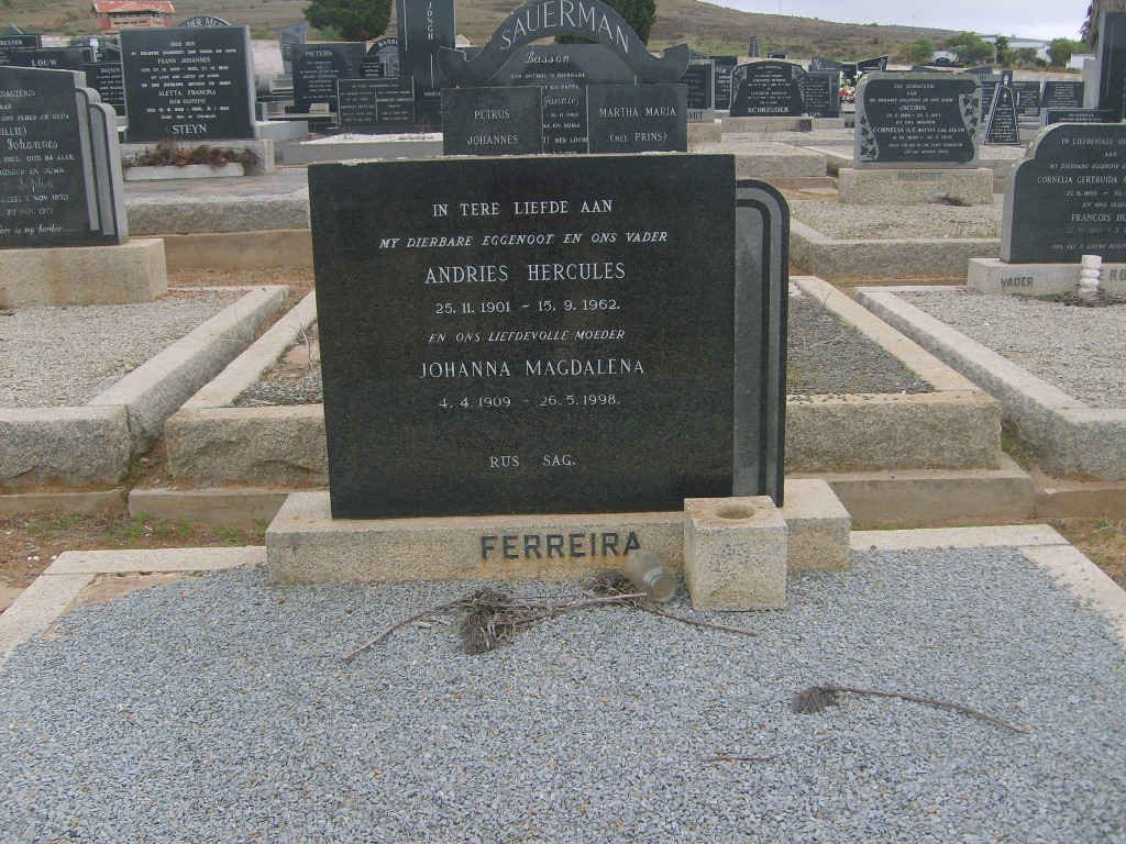 FERREIRA Andries Hercules 1901-1962 &amp; Johanna Magdalena 1909-1998