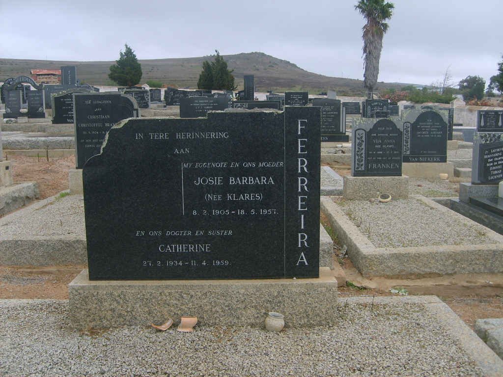 FERREIRA Josie Barbara nee KLARES 1905-1957 :: FERREIRA Catharine 1934-1959