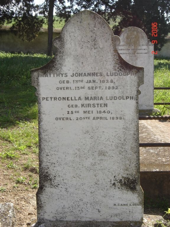 LUDOLPH Matthys Johannes 1828-1892 &amp; Petronella Maria KIRSTEN 1840-1898