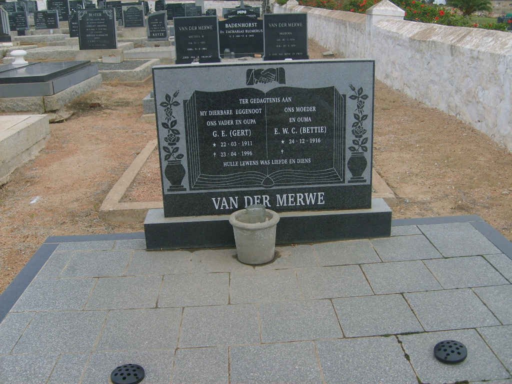 MERWE G.E., van der 1911-1996 &amp; E.W.C. 1916-
