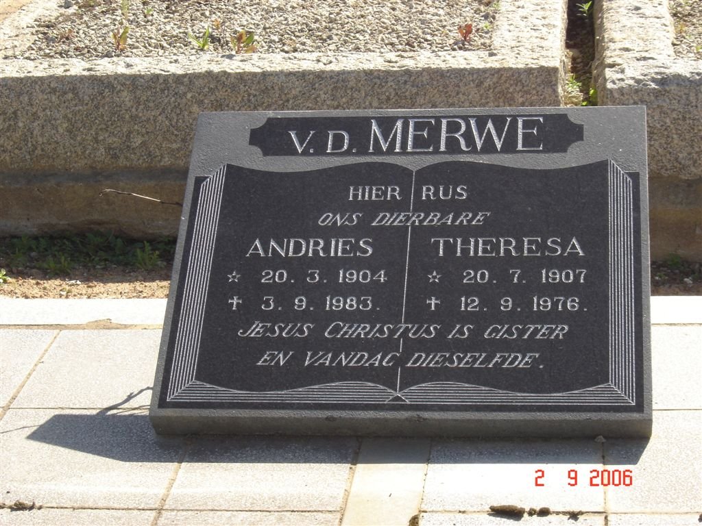 MERWE Andries, v.d. 1904-1983 &amp; Theresa 1907-1976