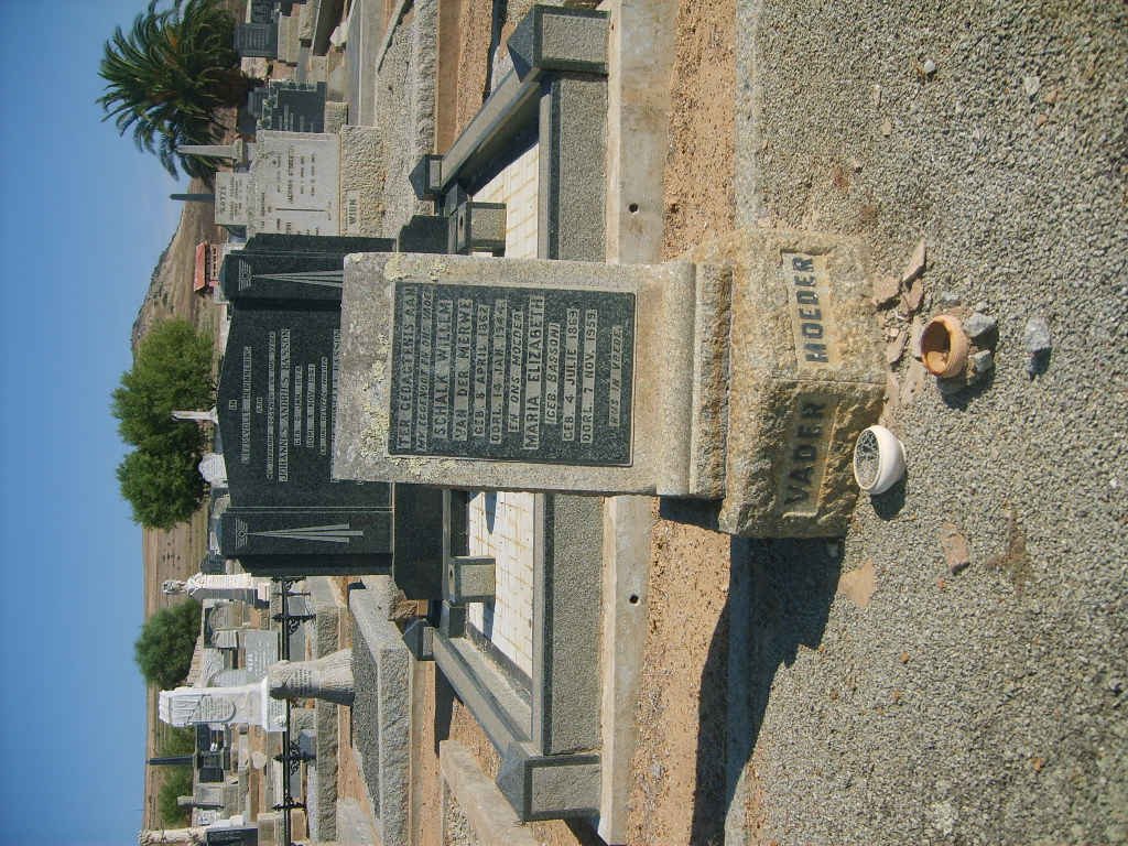 MERWE Schalk Willem, van der 1862-1944 &amp; Maria Elizabeth BASSON 1969-1959