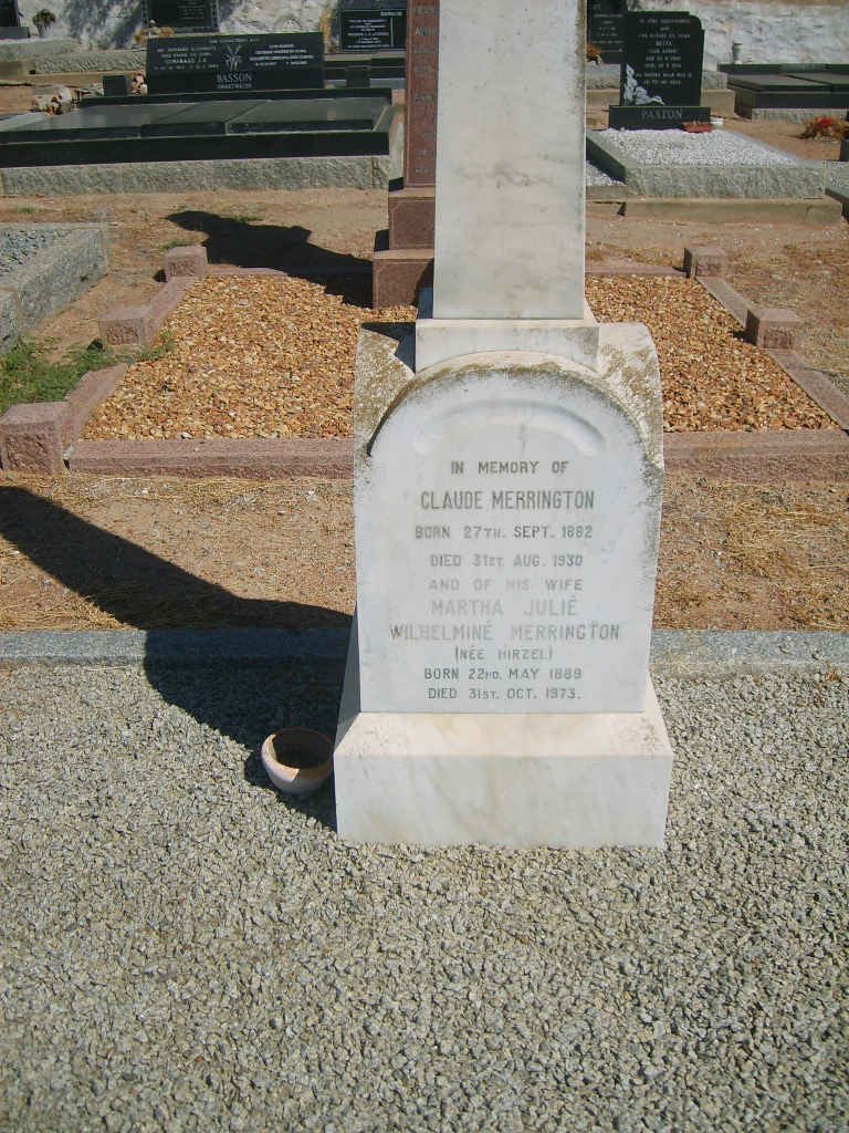 MERRINGTON Claude 1882-1930 &amp; Martha Julie Wilhelmine HIRZEL 1889-1973